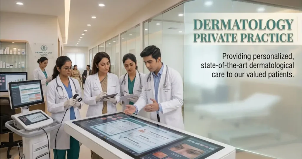 Dermatologist working in a private dermatology clinic