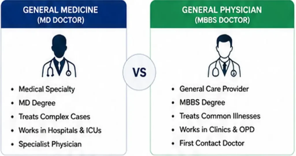 General Medicine vs General Physician qualification and role comparison