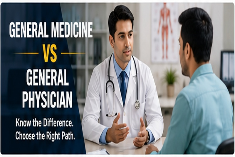 General Medicine vs General Physician comparison with doctor and patient