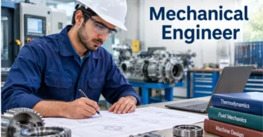 Mechanical engineer inspecting mechanical equipment and industrial machinery in an engineering facility