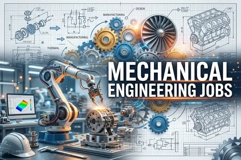 Mechanical engineering jobs featuring engineers working on industrial machinery and mechanical systems.