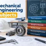 Mechanical engineering subjects covering thermodynamics, mechanics, fluid mechanics, and machine design
