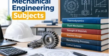 Mechanical engineering subjects covering thermodynamics, mechanics, fluid mechanics, and machine design