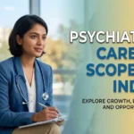 Psychiatry Career Scope in India showing a psychiatrist consulting with a patient