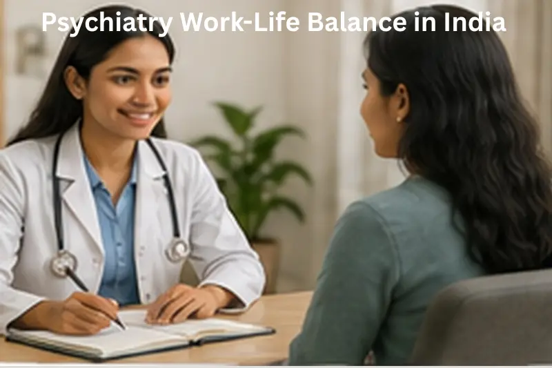 Which Medical Branch Has the Best Work-Life Balance in India Psychiatrist consulting with a patient in a calm medical clinic