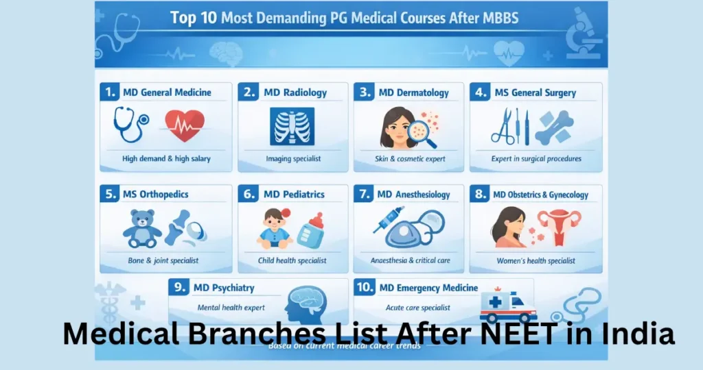 Top 10 medical branches list after NEET in India