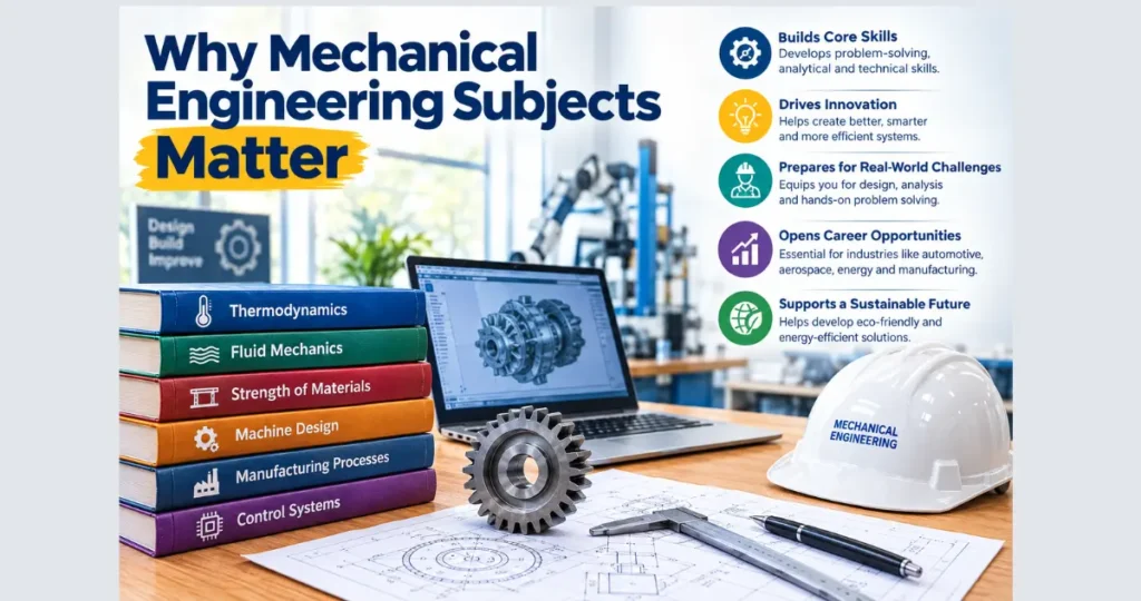 Importance of mechanical engineering subjects for engineering careers, innovation, design, and industry
